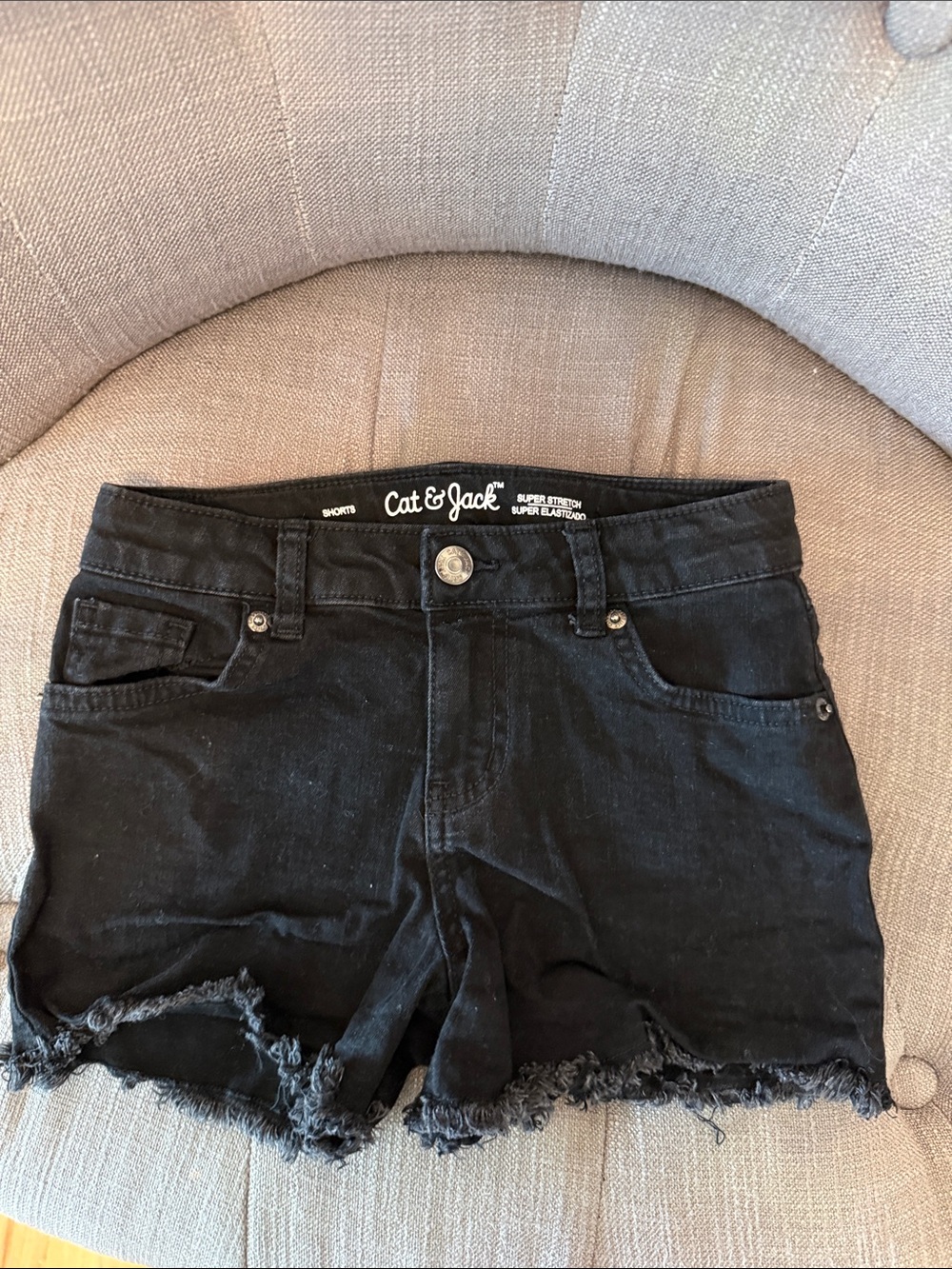 Cat & Jack Black Girls Denim Cutoff Shorts with Frayed Hem